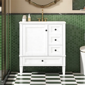 Tocador de baño personalizado y moderno tocador de cuarzo duradero con grifos generalizados dorados pulidos tocador de baño para espacio Cubby - Product Image 2