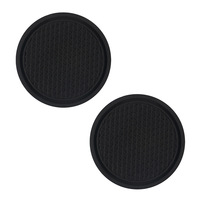 Sous-verre de voiture rond et réutilisable anti-dérapant universel noir porte-gobelets ornements en silicone intégrés côte en plastique