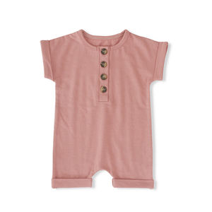 Ropa de Verano al por Mayor para Bebés y Niños Pequeños, Mono de Algodón de Color Sólido para Recién Nacidos - Product Image 5