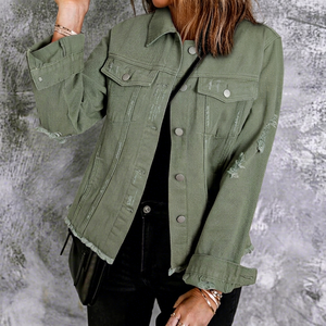 Veste en jean décontractée pour femme, en coton premium, style vintage, boutonnée, streetwear tendance, confortable et élégante pour le quotidien - Product Image 1