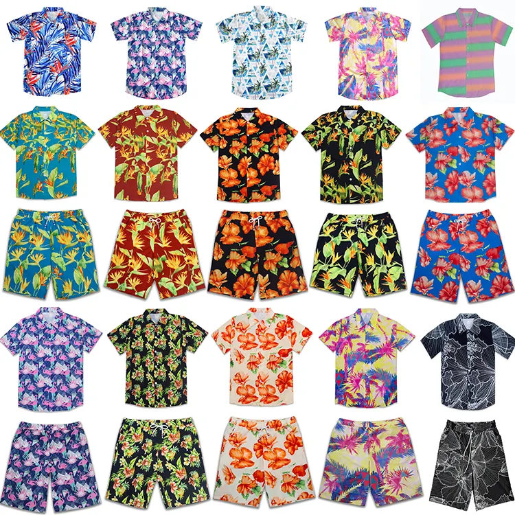 Mannen Hawaiian Gesublimeerd 4 Weg Stretch Knoop Up Aloha Shirt Knoop Down Zomer Strand Bedrukt Grafische Bloemen Hawaiiaanse Overhemden
