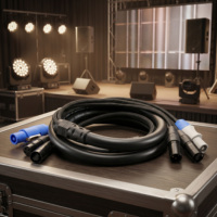 Câble hybride 3-en-1 Powercon XLR RJ45 Ethernet pour éclairage de scène, 3m, 16AWG, cuivre nu, Twist Lock, CE