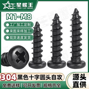 สกรูเกลียวปล่อยหัวกลม Star Conch King Black Phillips ขนาด M1 M2 M3 M4 M5 M6 M8 ผลิตจากเหล็กกล้าไร้สนิม 304 สำหรับงานอุตสาหกรรม - Product Image 2