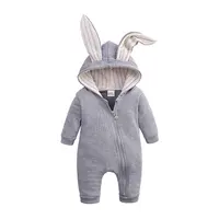 Briantex 2021 Wholesale Knitted Spring安いNewborn Baby Clothes Long Sleeve Jumpsuit Rabbit耳HoodedベビーClothes Romper Wi