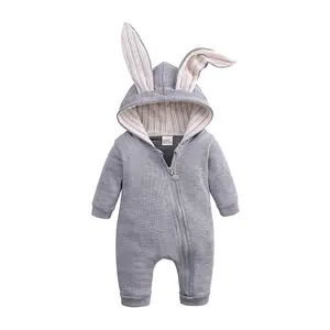 Briantex 2021 थोक बुना हुआ वसंत सस्ते नवजात बच्चे को कपड़े लंबी आस्तीन Jumpsuit खरगोश कान Hooded बच्चे को कपड़े Romper वाई