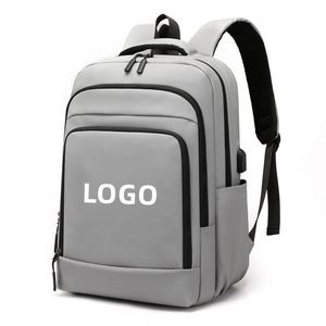 Sac à dos vintage imperméable pour ordinateur portable, pour hommes et femmes, personnalisé, en tissu Oxford durable, sac de travail Mochila avec USB et logo - Product Image 1