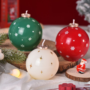 Vela perfumada con forma de bola navideña, vela redonda con estampado de copo de nieve y estrella para mesa de Navidad, decoración para fiestas en casa, regalo navideño - Product Image 2