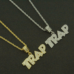 สร้อยคอจี้ตัวอักษรชุบทองคำขาวผสมโลหะผสมฮิปฮอปแบบใหม่ปี 2026 สร้อยคอผู้ชายทำมือเรียบง่าย เครื่องประดับแฟชั่นขายส่ง - Product Image 1