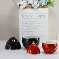 Pot de bougie ovale en forme d'oeuf en porcelaine vide unique personnalisé noir rouge Synwish pour la décoration de la maison