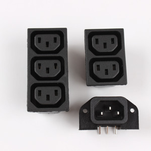 Prise de courant alternatif noire 9 broches IEC C13 Triple prise femelle 3 Prang montage sur panneau 250V 10A prise avec prise de courant - Product Image 2