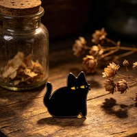 Smalto Personalizzato di Alta Qualità con Gatto Nero Pigro e Gattino - Regali/Souvenir Promozionali OEM Personalizzabili