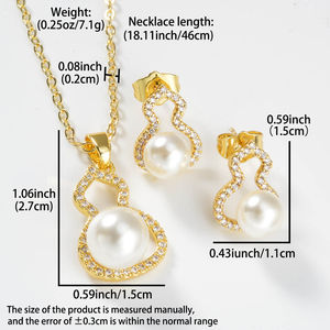 Fashion Wholesale Premium 18k Gold Plated <b>Pearl</b> Zircon <b>Earrings</b> <b>and</b> Pendant <b>Necklace</b> Jewelry <b>Set</b> Women - Product Image 6