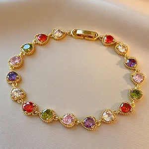 2023 Famous Brand Mother's Day Gift Bracelet Luxury Women Natural Gemstone Wholesale 18K Gold Plated Bracelets