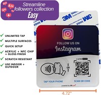 Placa Acrílica NFC con Código QR para Interacción en Redes Sociales de Instagram, Conexión Rápida de Perfil, Diseño Cuadrado para Montaje en Pared, Sin Aplicación
