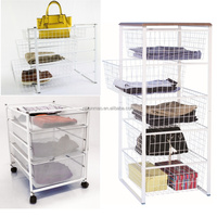 Ensemble de paniers tiroirs rectangulaires multifonctionnels à 3 niveaux en treillis métallique avec glissières, écologiques et durables, pour rangement de placard et de bureau