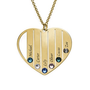Colgante personalizado de Plata de Ley 925 para mejores amigos, colgante de corazón de amor, collar con nombre personalizado con piedra natal, joyería chapada en rodio - Product Image 2