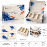 Boîte d'expédition personnalisée pour kit aquarelle, en papier laminé brillant, emballage cadeau avec insert à trois compartiments