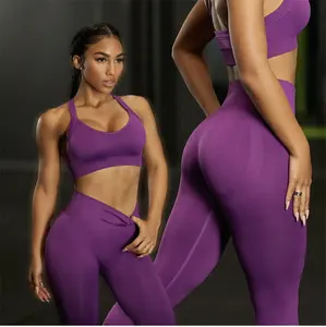 Zweiteiliges 2-teiliges Roupas Short Bra Tight Gym Fitness Workout Set Nahtloses Yoga Set Ropa Women Gym Gym Set Sportswear