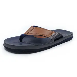 Mới Tùy Chỉnh Phong Cách Người Đàn Ông Bán Buôn PU Duy Nhất Bãi Biển Dép Đi Trong Nhà Lật Flip Flops