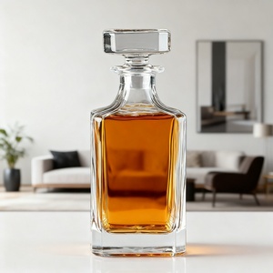Elegante Set di Decanter per Whisky in vetro quadrato da 26 once 750ml inciso su misura senza piombo e bicchieri per degustazione di Whisky con tappo di vetro - Product Image 1