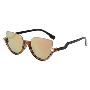 2024 nuovi occhiali da sole Cat Eye alla moda per donne mezzostruttura senza montatura con strass tonalità UV400 <span class=keywords><strong>lenti</strong></span> acriliche disponibili marrone nero - Product Image 5