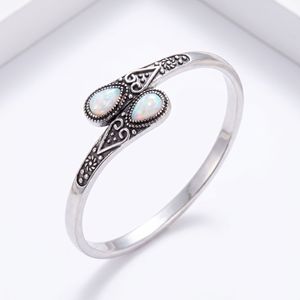 European Vintage <b>Adjustable</b> Alloy Cuff <b>Bracelet</b> Inlaid With Imitation Agate For Unisex Gift Jewelry - Product Image 4