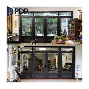 PDP secara profesional disesuaikan aluminium mewah gaya Cina antik Casement pintu anti-maling fitur eksterior kamar tidur apartemen - Product Image 4