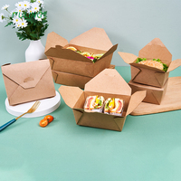 Conteneurs alimentaires en papier écologique, boîte d'emballage alimentaire à emporter, boîte à déjeuner en papier Kraft jetable