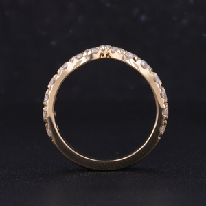 10K Or Massif Diamants Ronds Chevron Anneaux Lab Grown Diamants Stacked Eternity Band 3mm DEF VS HPHT CVD Wedding Band - Product Image 5