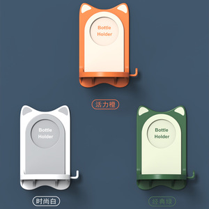 Time Machine Bottle Holder Wall Mount For Soap Dispenser Bathroom Storage Rack Cat Design No Drill Installation - Product Image 3
