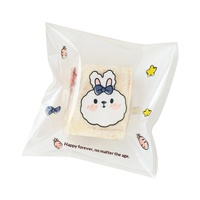 Sachet d'emballage pour pâtisserie motif ours et lapin de dessin animé, auto-adhésif, transparent, mignon, pour biscuits, bonbons et petits gâteaux individuels