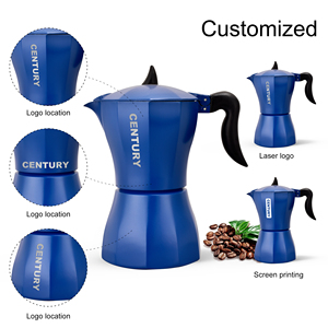 Personalizado Pezzetti Ital <span class=keywords><strong>Express</strong></span> aluminio <span class=keywords><strong>Moka</strong></span> Pot estufa superior azul <span class=keywords><strong>cafetera</strong></span> para Espresso italiano para cocina de Gas herramientas - Product Image 4