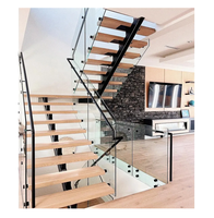 Conception d'escalier de contremarche ouverte avec garde-corps de tuyau central Garde-corps en acier inoxydable Escaliers mono droits pour la maison