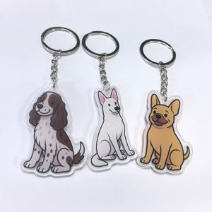 พวงกุญแจพลาสติกพิมพ์ลายสุนัขน่ารักแตกต่างกันแบบกำหนดเองพวงกุญแจอะคริลิคสำหรับกุญแจ - Product Image 2