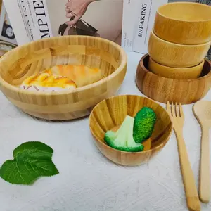 Commercio all'ingrosso eco friendly personalizzato grande grande piccolo bambù dessert cibo insalata di riso bambino frutta zucchero ciotola per servire ciotole rotonde