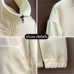 Зимние товары, Мужская одежда, оптовая продажа, на заказ, 1/4 четверть, пуловер на молнии, высококачественные мужские толстовки больших размеров - Product Image 2