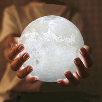 Lampe lunaire décorative de luxe sur base en bois pour chambre à coucher - Thème Halloween/Noël MOQ 100 pièces