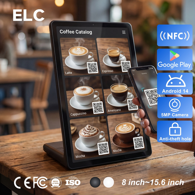 Restaurant Self-Ordering 11" L Shape Android Tablet Vertical Desktop Kiosk for Restaurant Digital Menu & QR Code Ordering