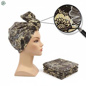 Tissu imprimé de pierre de cire africaine Vintage orné de strass <span class=keywords><strong>marron</strong></span> Beige Ankara Batik Design 100% coton <span class=keywords><strong>Pagne</strong></span> africain - Product Image 2
