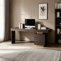 Meubles de bureau modernes personnalisés en acier inoxydable et placage de bois fumé pour usage domestique