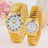 WJ-4574 Montre-bracelet de couple en acier inoxydable de haute qualité avec bracelet élastique, montre pour homme âgé