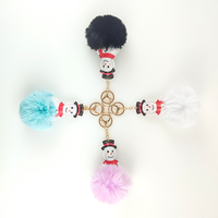 Pompon en fourrure de faux rex moelleux de 10 cm, pompon en fourrure de bonhomme de neige de Noël, mini pompon en fourrure, porte-clés en fourrure, porte-clés pour cadeau de Noël