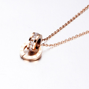 Elegante Collar de Acero de Titanio con Números Romanos de 13 mm, Acero Dorado Rosa, Joyería para Uso Diario, Regalo - Product Image 5