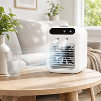 Ventilateur Rafraîchisseur d'Air Portable Rechargeable 1800 mAh avec Double Pulvérisation de Brume, 2 Vitesses, Ventilateur Personnel de Refroidissement avec Poignée, Climatiseur Portable à Brume