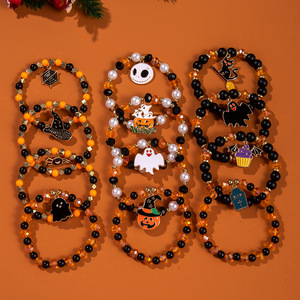 Halloween <b>Bracelet</b> Set Cartoon Pumpkin Ghost Elastic <b>Rope</b> Party Jewelry Beaded <b>Bracelets</b> Yiwu Origin - Product Image 3