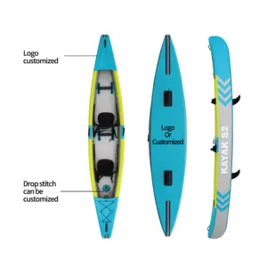 Suministro de fábrica Personalización Dropstitch Kayak 2 personas Pesca Kayak Barco inflable Canoas