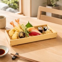 Professionelles Holz-Sushi- & Tempura-Tablett mit Abnehmbarem Unterteil Japanischer Servierteller mit Individuellem Logo Lebensmittelbehälter