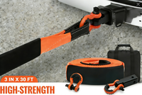 Sangle de remorquage robuste, sangle de récupération disponible en largeurs de 2, 3, 4 et 6 pouces, longueurs de 20 et 30 pieds, capacité de 5, 10 et 20 tonnes, logo personnalisé, DDP