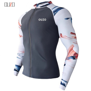 Pakaian renang pria lengan panjang, pakaian renang pria pelindung UV, lengan panjang, pelindung ruam, gaya <span class=keywords><strong>Korea</strong></span>, pakaian selancar cepat kering, untuk Snorkeling, menyelam, berenang - Product Image 2