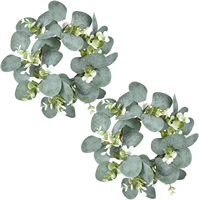 Couronne de bougies en eucalyptus écologique, décoration de table pour Pâques et mariages, verdure artificielle, porte-verre à vin, vente en gros